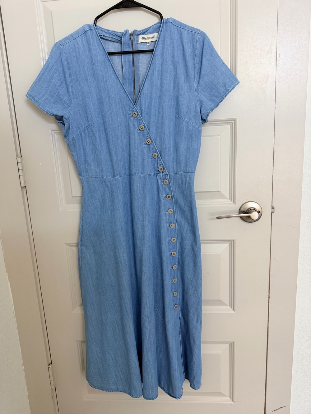 Madewell Indigo Button-Wrap Midi Dress size 4 - Picture 2 of 6